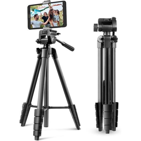 64" Phone Tripod, Extendable iPad Tripod Stand with Remote and Phone Holder